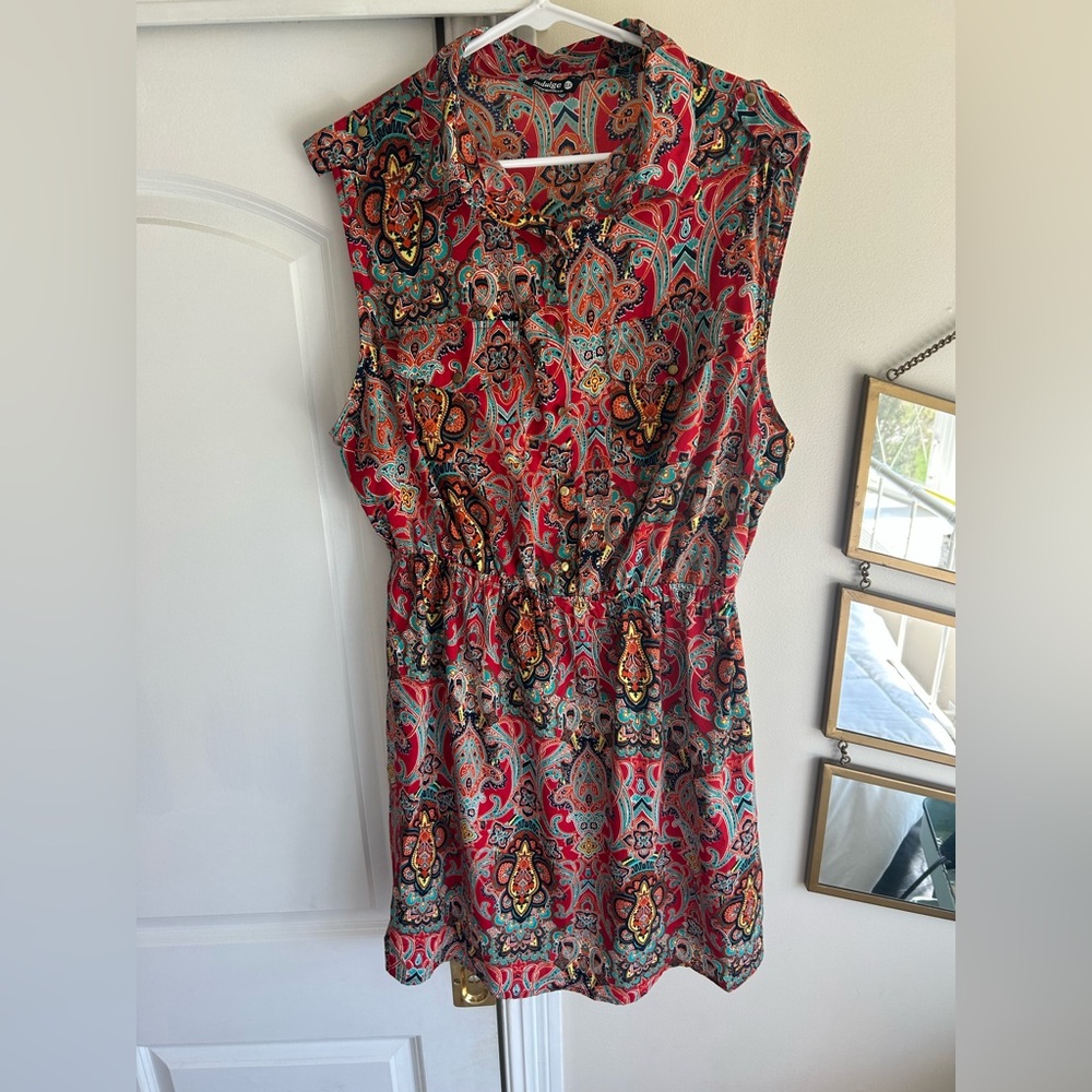 Paisley Print Red Dress